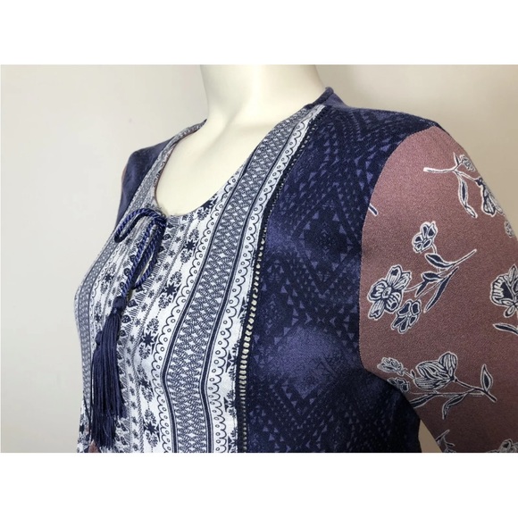 Vintage Havana Peasant Boho Bell Sleeve Navy Blouse - Picture 7 of 8